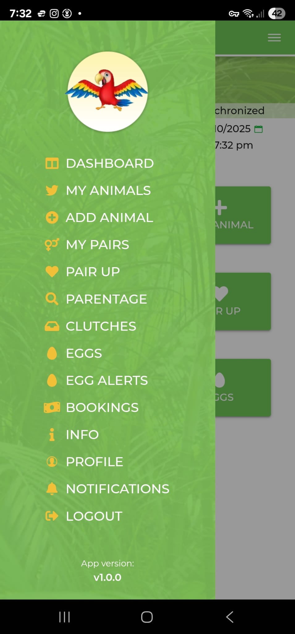 Animalia NZ App Menu